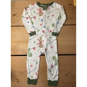 Burt's Bees Zip Up Sleeper Pjs Pajamas Golf Clubs Outfit Baby 24 Months/ 2T